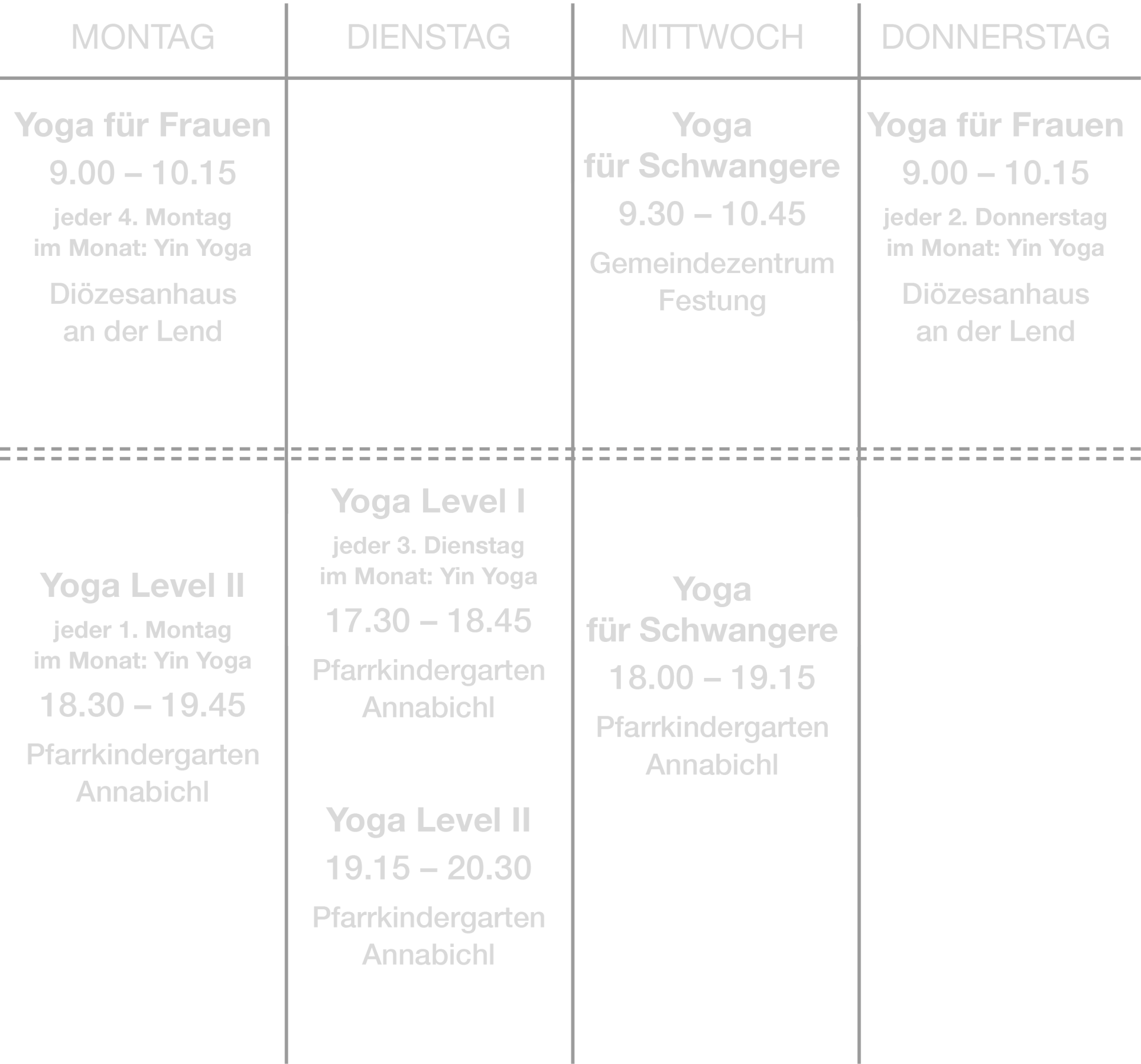 Shakti Yoga Stundenplan